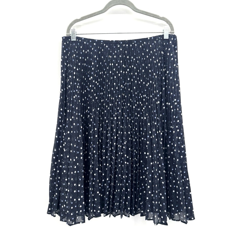 VTG Y2K Womens Size 16 Skirt Plisse Pleated Polka Dots Midi Retro Cottage Preppy